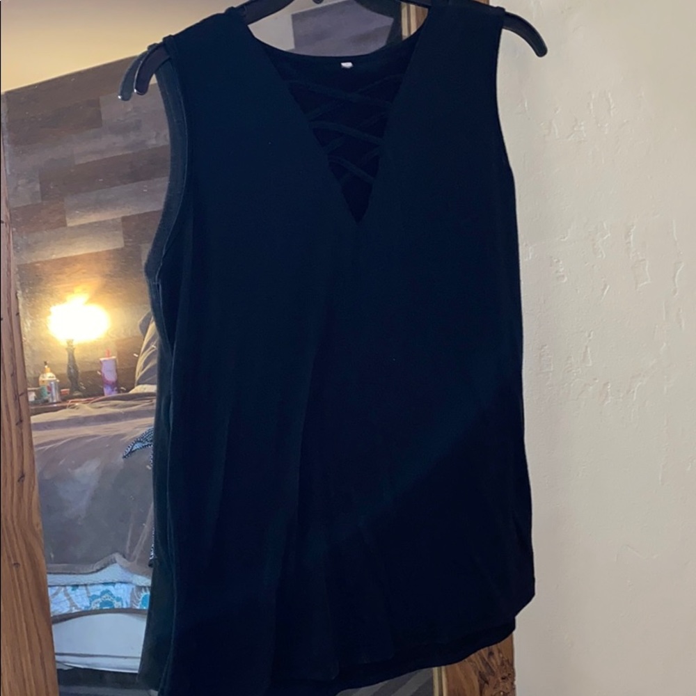 Criss Cross Tank Top Black